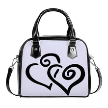 Load image into Gallery viewer, Ti Amo I love you - Exclusive Brand - Digital Lavender - Double Black Heart -  Shoulder Handbag
