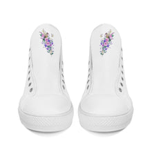 Load image into Gallery viewer, Ti Amo I love you - Exclusive Brand - Floral / Bird/ Butterfly - Womens High-Top Canvas Shoes - White Soles
