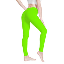 Load image into Gallery viewer, Ti Amo I love you - Exclusive Brand - Chartreuse (Lawn Green)-  White Daisy -  Yoga Leggings
