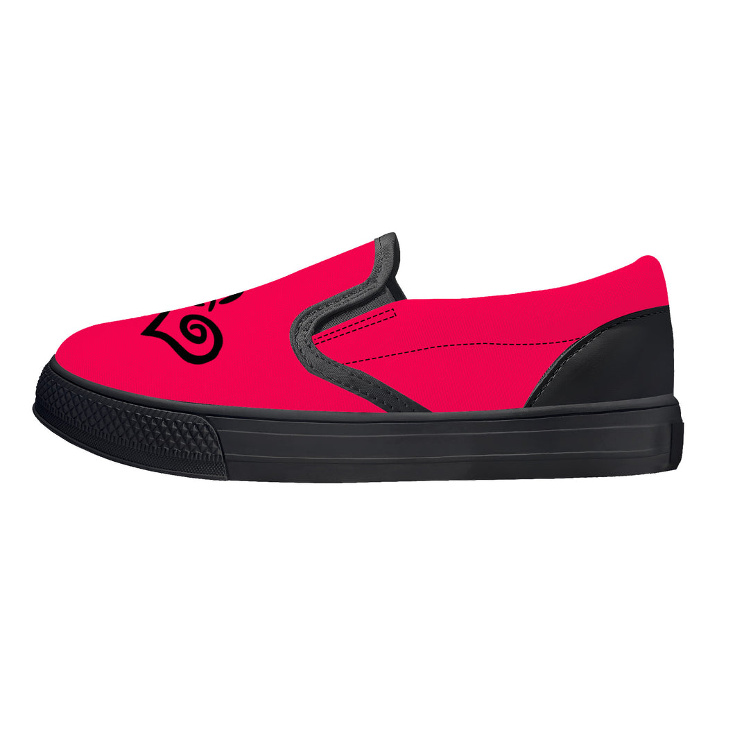 Ti Amo I love you - Exclusive Brand  - Frolly - Double Black Heart - Kids Slip-on shoes - Black Soles