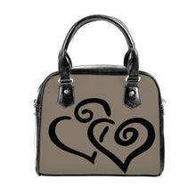 Load image into Gallery viewer, Ti Amo I love you - Exclusive Brand - Makara Brown - Double Black Heart -  Shoulder Handbag
