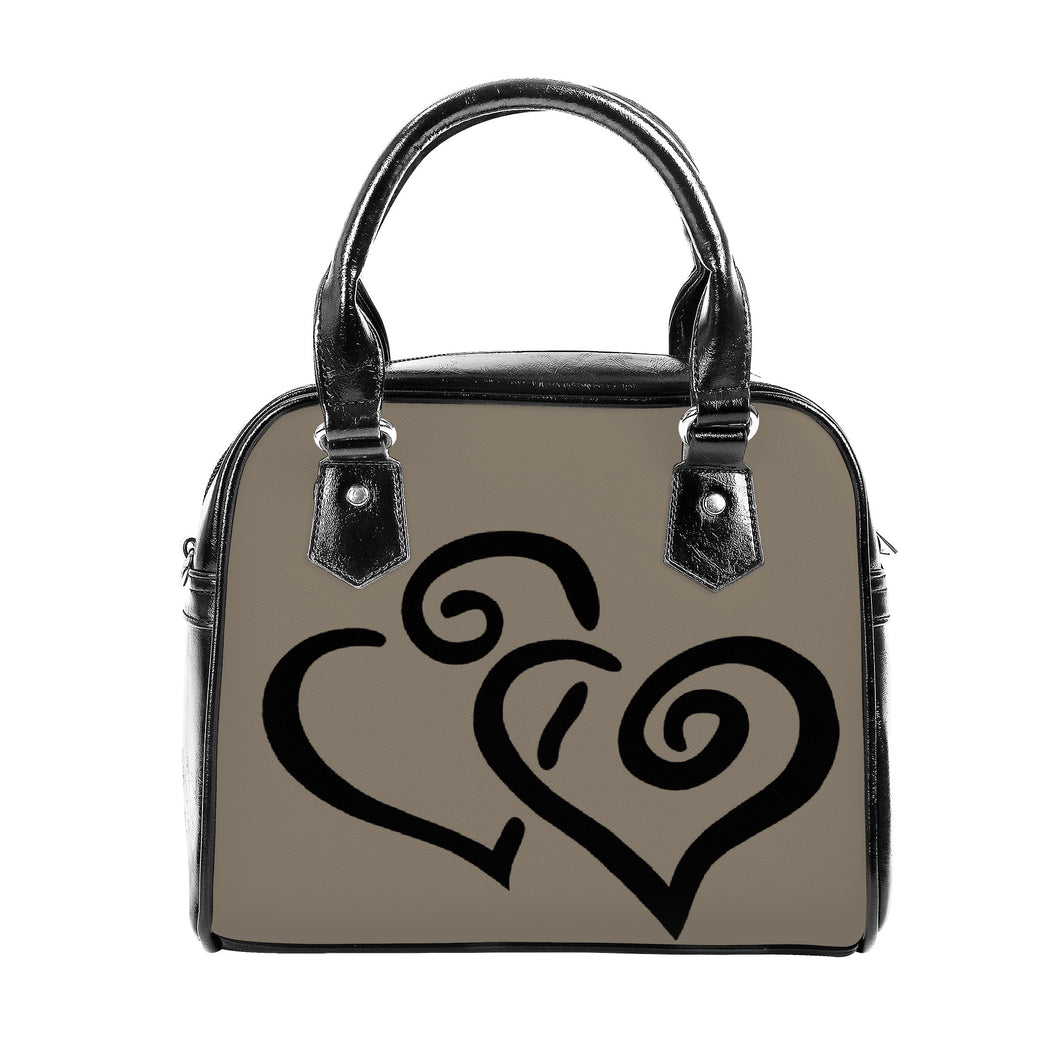 Ti Amo I love you - Exclusive Brand - Makara Brown - Double Black Heart -  Shoulder Handbag