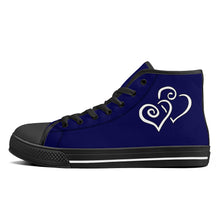 Load image into Gallery viewer, Ti Amo I love you - Exclusive Brand  - Stratos - Double White Heart High-Top Canvas Shoes - Black Soles
