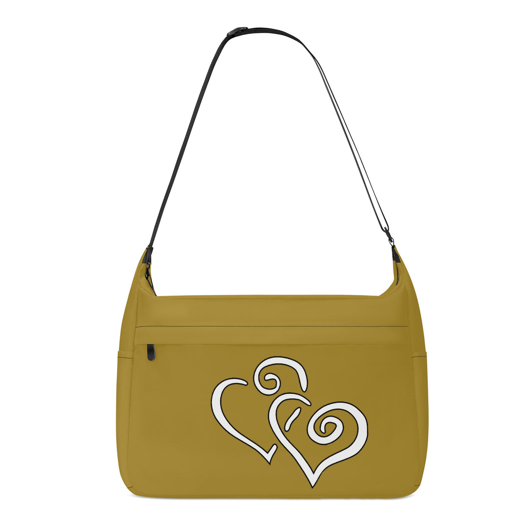 Ti Amo I love you - Exclusive Brand  - Luxor Gold - Double White Heart - Journey Computer Shoulder Bag