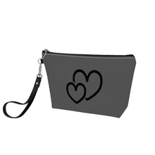 Load image into Gallery viewer, Ti Amo I love you - Exclusive Brand  - Davy&#39;s Grey - Double Black Heart - Sling Cosmetic Bag
