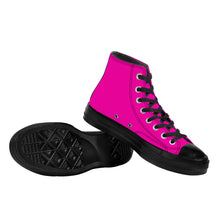 Load image into Gallery viewer, Ti Amo I love you - Hollywood Cerise - Double White Heart - High Top Canvas Shoes - Black  Soles
