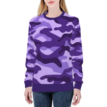 Load image into Gallery viewer, Ti Amo I love you - Exclusive Brand- Minsk, Grape 2, Mauve 2, Fushia Blue &amp; Jacarta Camouflage - Women&#39;s Sweatshirt
