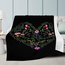 Load image into Gallery viewer, Ti Amo I love you - Exclusive Brand - Black Floral Heart - Blankets
