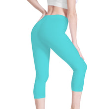 Load image into Gallery viewer, Ti Amo I love you - Exclusive Brand  - Medium Turquoise Blue - Capri Yoga Leggings - Sizes XS-3XL
