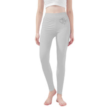 Load image into Gallery viewer, Ti Amo I love you - Exclusive Brand - Alto Gray - Double White Heart - Womens / Teen Girls  / Womens Plus Size  - Yoga Leggings - Sizes XS-3XL
