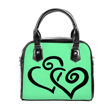 Load image into Gallery viewer, Ti Amo I love you - Exclusive Brand - Aquamarine 2 - Double Black Heart -  Shoulder Handbag
