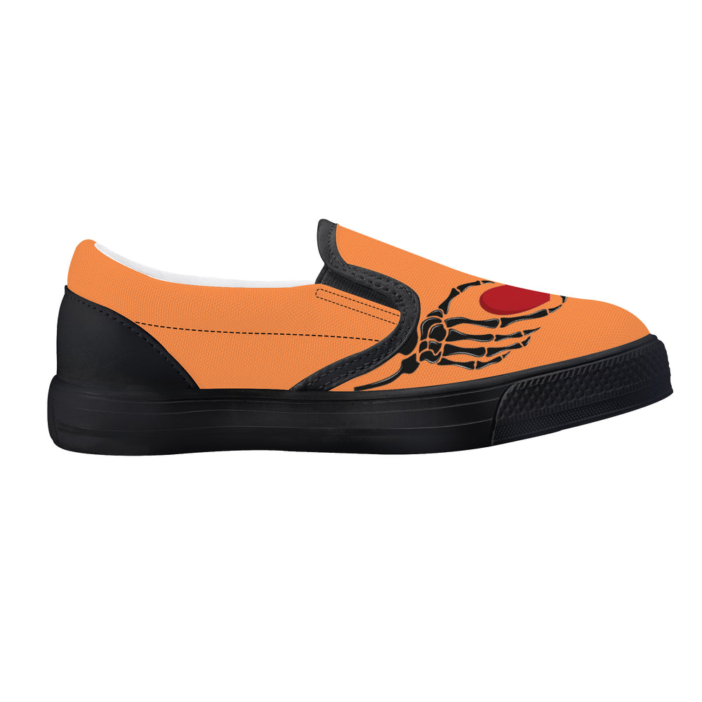 Ti Amo I love you - Exclusive Brand  - Coral -  Skeleton Hands with Heart - Kids Slip-on shoes - Black Soles