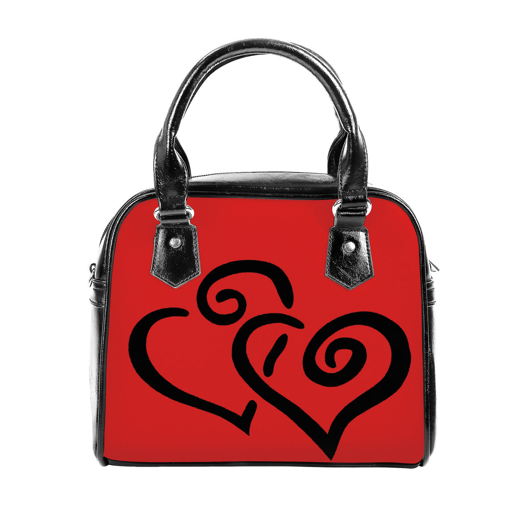 Ti Amo I love you - Exclusive Brand - Maximum Red - Double Black Heart -  Shoulder Handbag