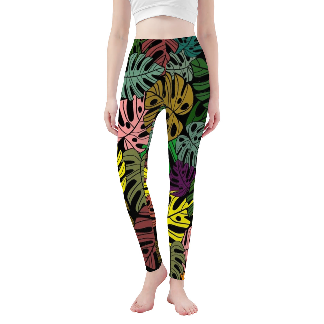 Ti Amo I love you - Exclusive Brand - Colorful Leaf - Womens / Teen Girls / Womens Plus Size - Yoga Leggings - Sizes XS-3XL