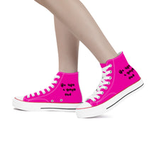 Load image into Gallery viewer, Ti Amo I love you - Exclusive Brand - Hollywood Cerise - Lettering - High Top Canvas Shoes - White Soles
