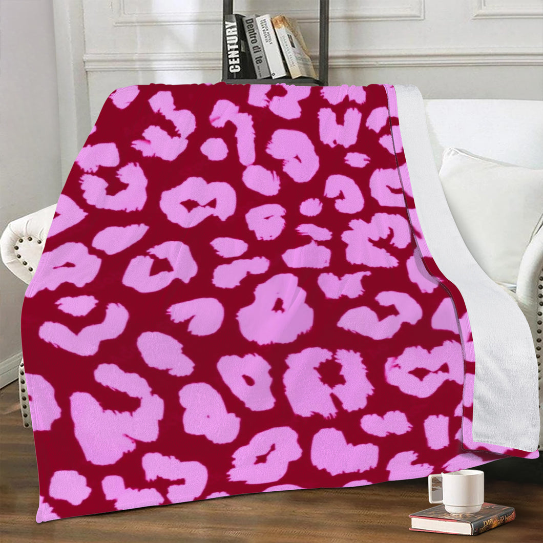 Ti Amo I love you - Exclusive Brand  -Burgundy & Mauve Animal Print -  Micro Fleece Blankets