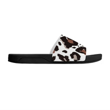 Load image into Gallery viewer, Ti Amo I love you  - Exclusive Brand - White with Black &amp; Spicy Mix Animal Spots  - Slide Sandals - Black Soles
