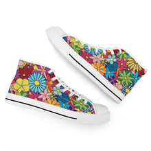 Load image into Gallery viewer, Ti Amo I love you - Exclusive Brand - Colorful Flowers - High-Top Canvas Shoes - White Soles
