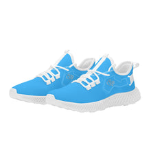 Load image into Gallery viewer, Ti Amo I love you - Exclusive Brand  - Medium Cyan Blue - Double Heart - Womens Mesh Knit Shoes - White Soles
