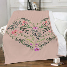 Load image into Gallery viewer, Ti Amo I love you - Exclusive Brand - Light Rose Fog - Floral Heart - Micro Fleece Blankets
