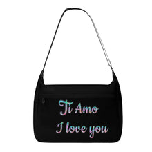 Load image into Gallery viewer, Ti Amo I love you - Exclusive Brand - Black - Pastel Lettering - Journey Computer Shoulder Bag
