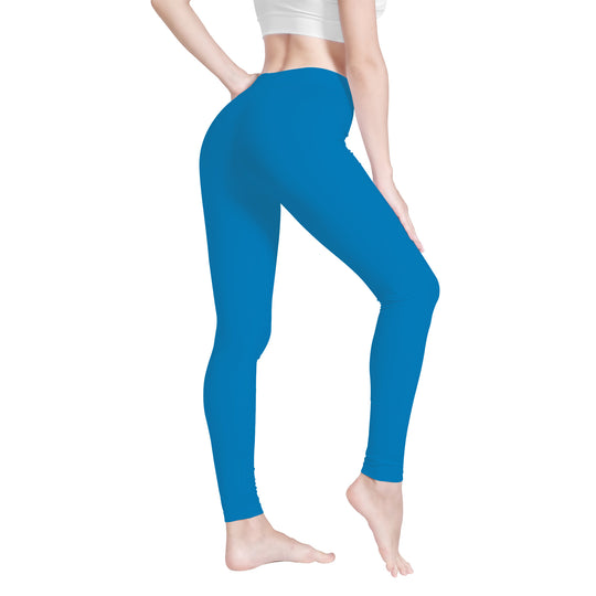 Ti Amo I love you - Exclusive Brand  - Lochmara Blue - White Daisy -  Yoga Leggings - Sizes XS-3XL