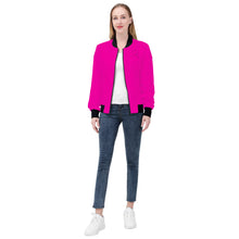 Load image into Gallery viewer, Ti Amo I love you - Exclusive Brand  - Hollywood Cerise -  Double Script Heart - Women&#39;s Bomber Jacket
