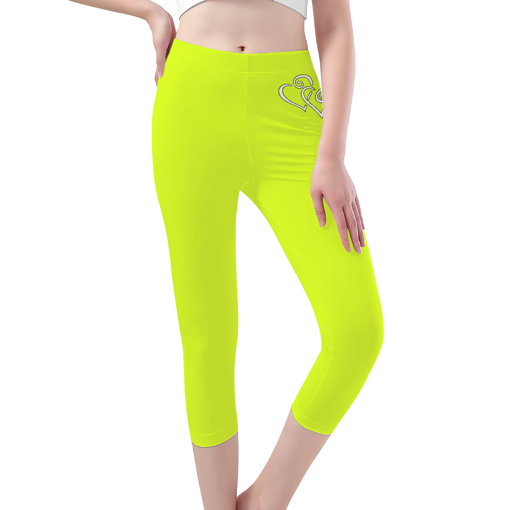Ti Amo I love you - Exclusive Brand - Golden Fizz - Womens / Teen Girls / Womens Plus Size - Capri Yoga Leggings - Sizes XS-3XL
