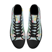 Load image into Gallery viewer, Ti Amo I love you - Exclusive Brand - Jungle Mist with Flowers - High-Top Canvas Shoes - Black
