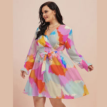 Load image into Gallery viewer, Ti Amo I love you - Exclusive Brand  - Women&#39;s V-neck Dress With Waistband(Plus Size)
