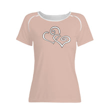 Load image into Gallery viewer, TI Amo I love you - Exclusive Brand - Light Rose Fog - Double White Heart - Women&#39;s T shirt
