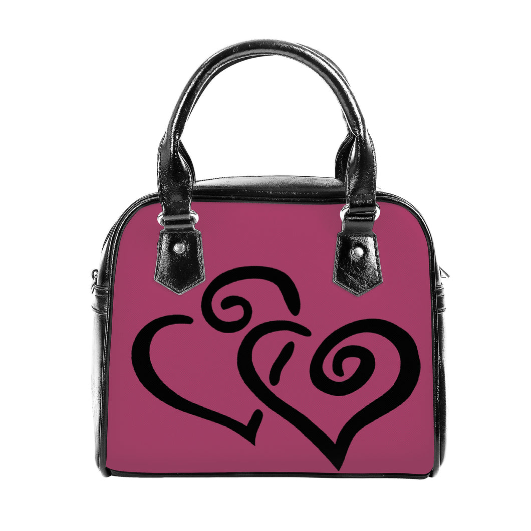 Ti Amo I love you - Exclusive Brand - Medium Ruby - Double Black Heart -  Shoulder Handbag