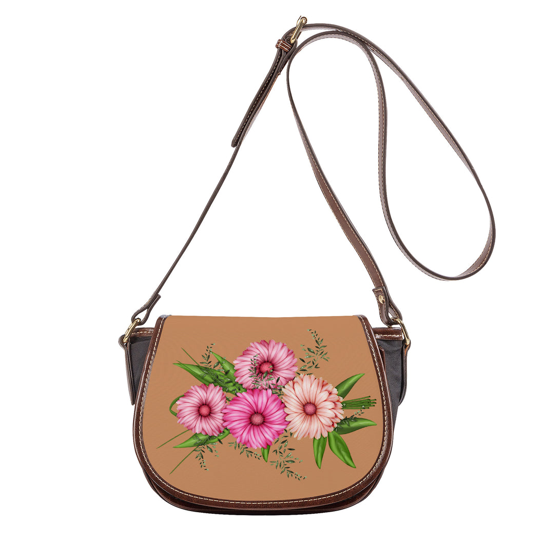 Ti Amo I love you - Exclusive Brand - Whiskey- Pink Floral - Saddle Bag