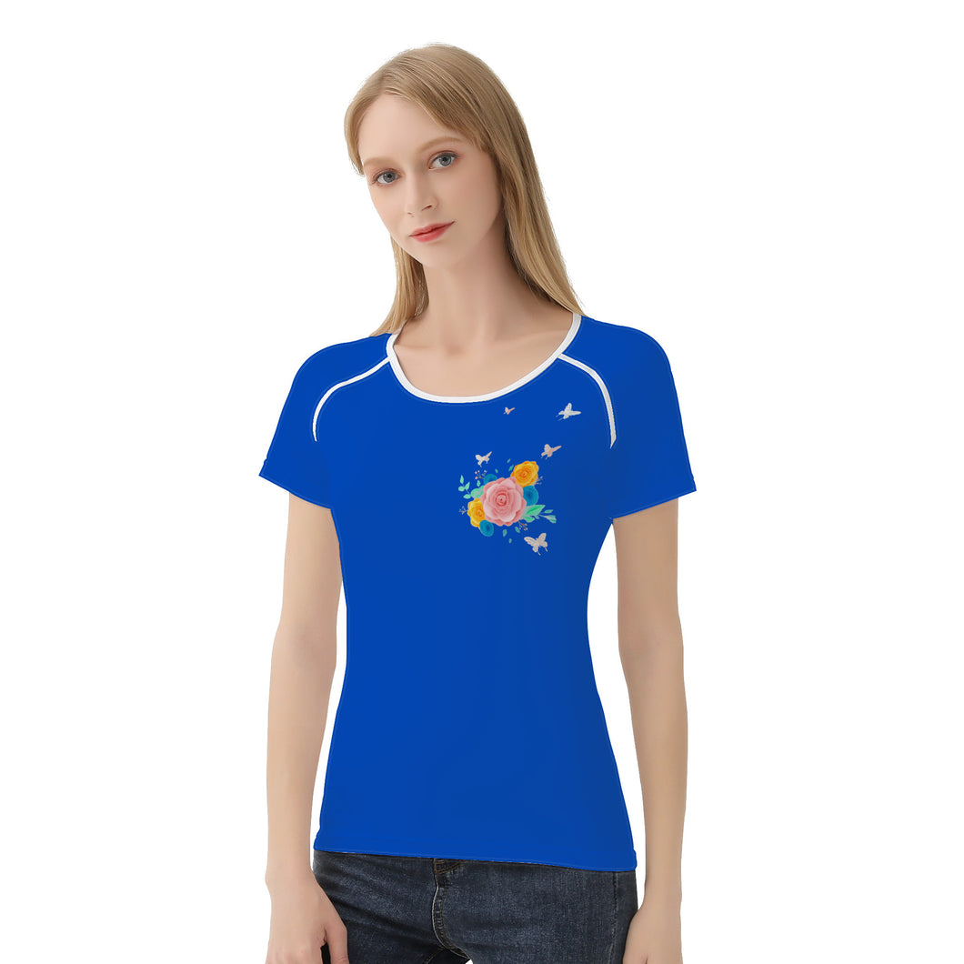 Ti Amo I love you - Exclusive Brand  - Cobalt - Flowers & Butterflies -  Women's T shirt