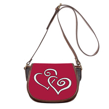 Load image into Gallery viewer, Ti Amo I love you - Exclusive Brand - Cardinal - Double White Heart - Saddle Bag
