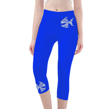 Load image into Gallery viewer, Ti Amo I love you -  Exclusive Brand  - Blue Blue Eyes - Womens / Teen Girls  / Womens Plus Size  - Angry Fish - Capri Yoga Leggings
