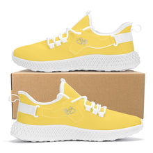 Load image into Gallery viewer, Ti Amo I love you - Exclusive Brand  - Mustard Yellow -  Double Heart - Womens Mesh Knit Shoes - White Soles
