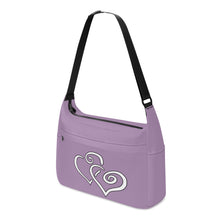 Load image into Gallery viewer, Ti Amo I love you - Exclusive Brand - Light Grayish Pink - Double White Heart - Journey Computer Shoulder Bag
