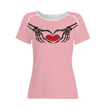 Load image into Gallery viewer, Ti Amo I love you - Exclusive Brand  - Mandys Pink - Skeleton Hands with Heart  -Women&#39;s T shirt - Sizes XS-2XL - Ti Amo I love you
