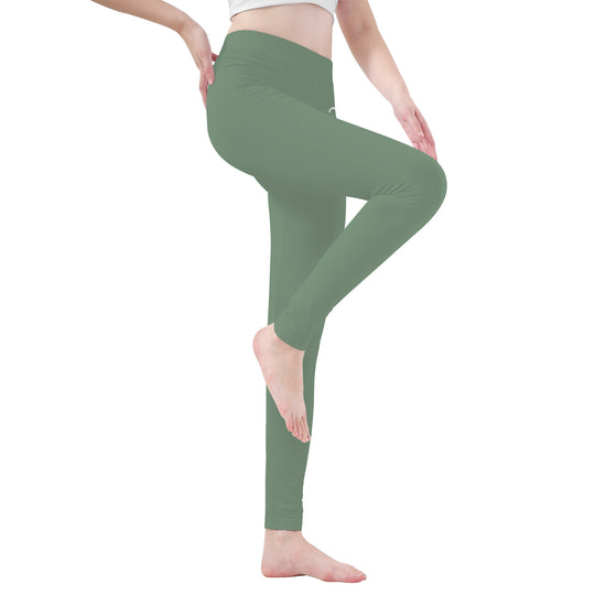 Ti Amo I love you - Exclusive Brand   - Spanish Green - White Daisy -  Yoga Leggings