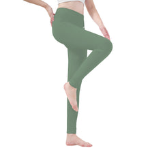 Load image into Gallery viewer, Ti Amo I love you - Exclusive Brand   - Spanish Green - White Daisy -  Yoga Leggings
