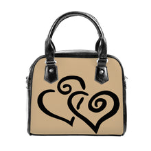 Load image into Gallery viewer, Ti Amo I love you - Exclusive Brand - Tan - Double Black Heart -  Shoulder Handbag
