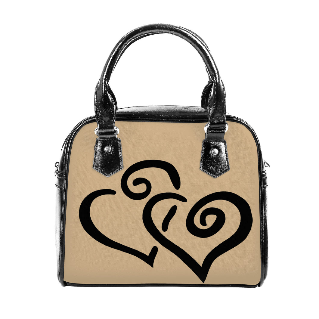 Ti Amo I love you - Exclusive Brand - Tan - Double Black Heart -  Shoulder Handbag