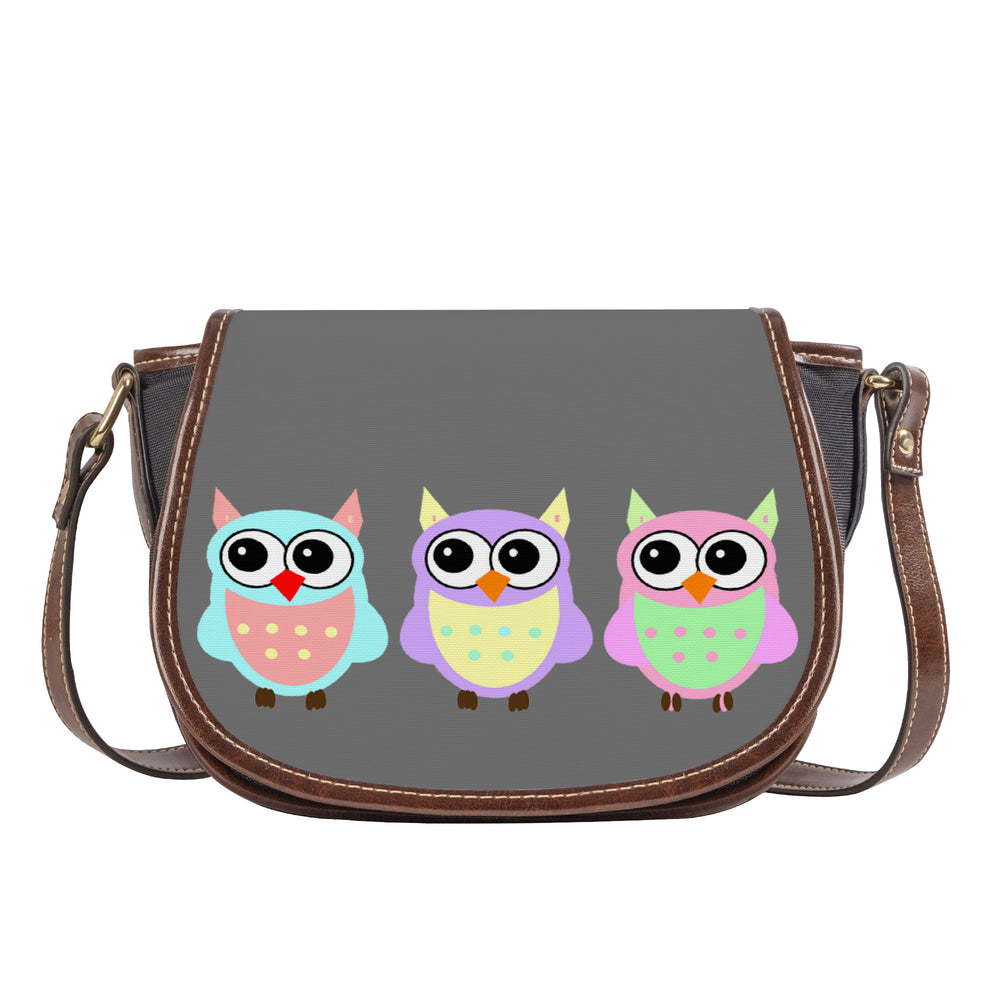Ti Amo I love you - Exclusive Brand  - Dove Gray - 3 Owls -  Saddle Bag