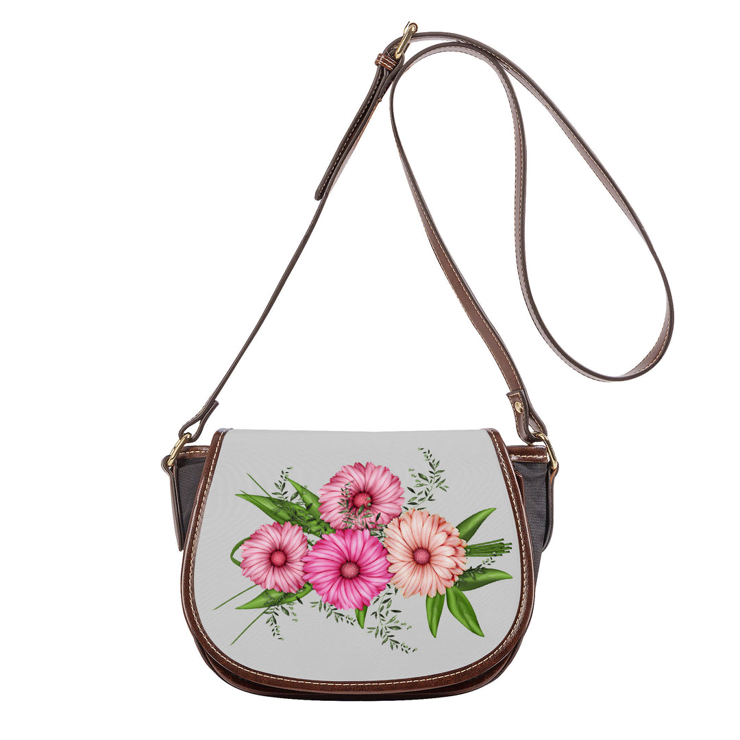 Ti Amo I love you - Exclusive Brand - Alto Gray - Pink Floral - Saddle Bag