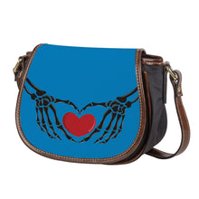 Load image into Gallery viewer, Ti Amo I love you - Exclusive Brand  - Lochmara - Skeleton Hands with Heart - Saddle Bag
