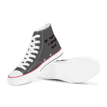 Load image into Gallery viewer, Ti Amo I love you - Exclusive Brand - Ti Amo I love you Logo - Davy&#39;s Grey - High Top Canvas Shoes - White Soles
