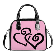Load image into Gallery viewer, Ti Amo I love you - Exclusive Brand - Magenta Mix-Up - Double Black Heart -  Shoulder Handbag
