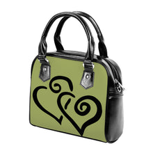 Load image into Gallery viewer, Ti Amo I love you - Exclusive Brand - Olive Green - Double Black Heart -  Shoulder Handbag
