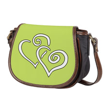 Load image into Gallery viewer, Ti Amo I love you - Exclusive Brand - Yellow Green - Double White Heart - Saddle Bag
